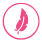 Pink feather in circle icon
